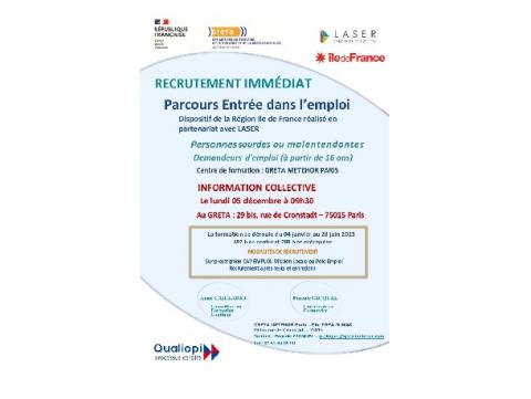 Parcours Entrée dans l'emploi pour personnes sourdes et malentendantes