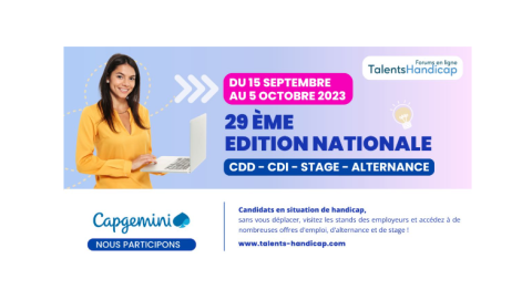 Talent Handicap, du 15 septembre au 5 octobre, 29ème édition nationale, CDD, CDI, Stage, Alternance