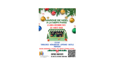 Marché de Noël à la MDPH de Paris le lundi 04 décembre 2023 de 11h00 à 15h30