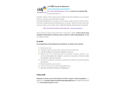 CIDJ, offre d'emploi